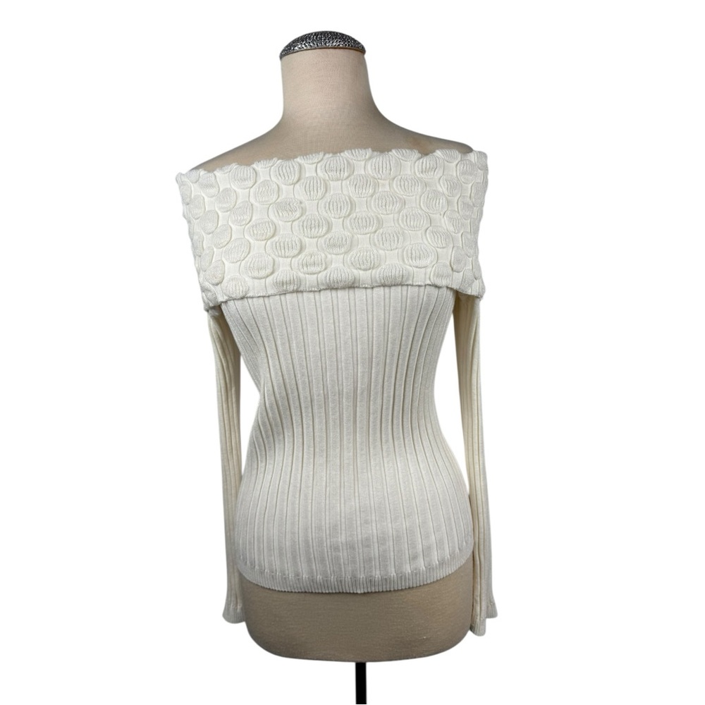 United States‎ Sweaters Cream Off-the-Shoulder Knit